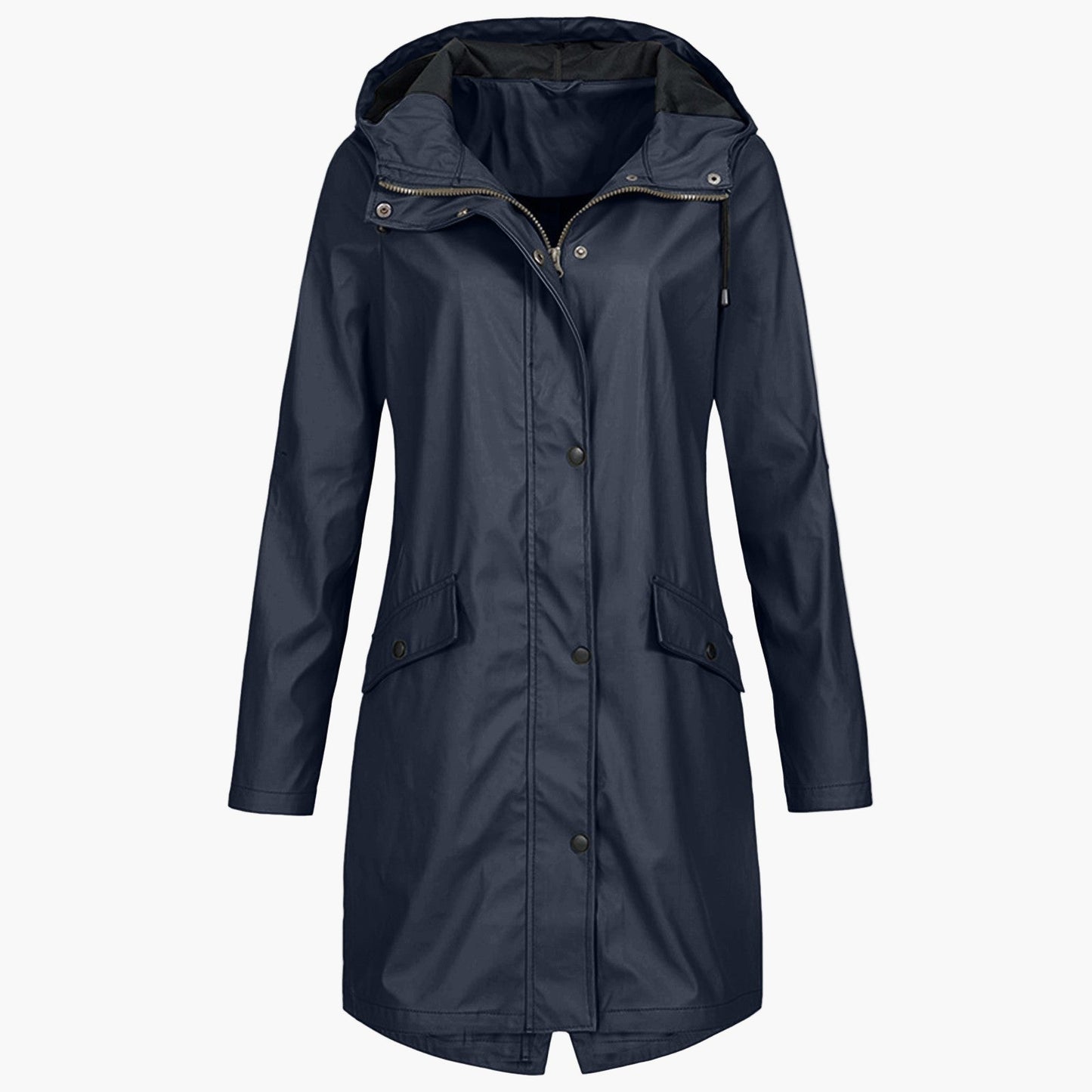 Damen Regenmantel Lang Kapuzenjacke Wasserdicht