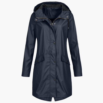 Damen Regenmantel Lang Kapuzenjacke Wasserdicht