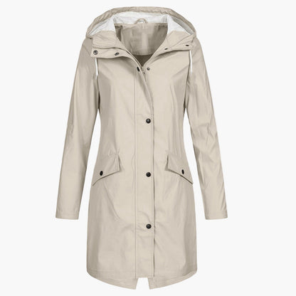 Damen Regenmantel Lang Kapuzenjacke Wasserdicht