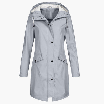 Damen Regenmantel Lang Kapuzenjacke Wasserdicht