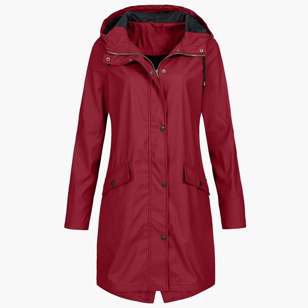 Damen Regenmantel Lang Kapuzenjacke Wasserdicht