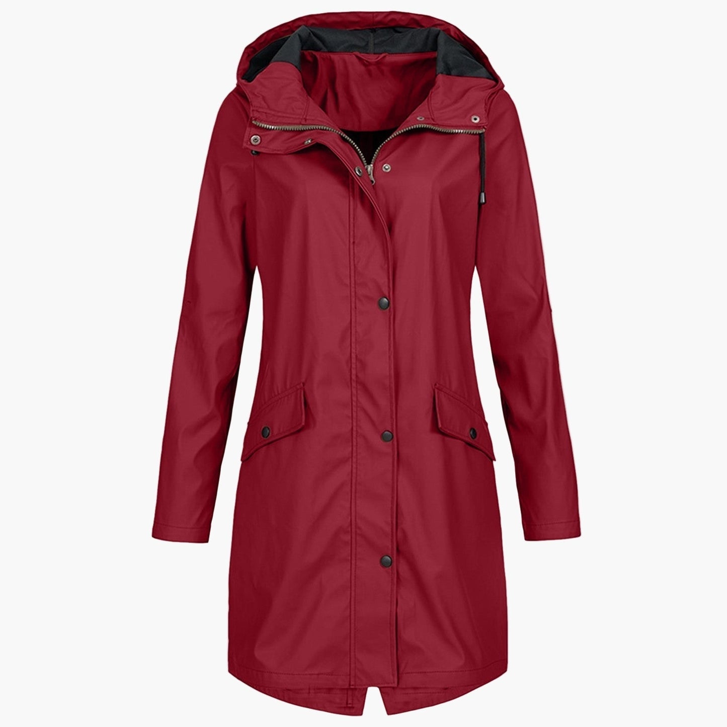 Damen Regenmantel Lang Kapuzenjacke Wasserdicht