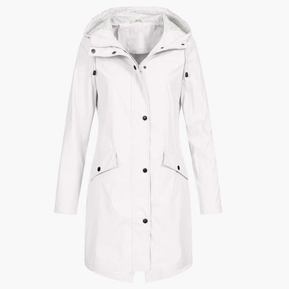 Damen Regenmantel Lang Kapuzenjacke Wasserdicht