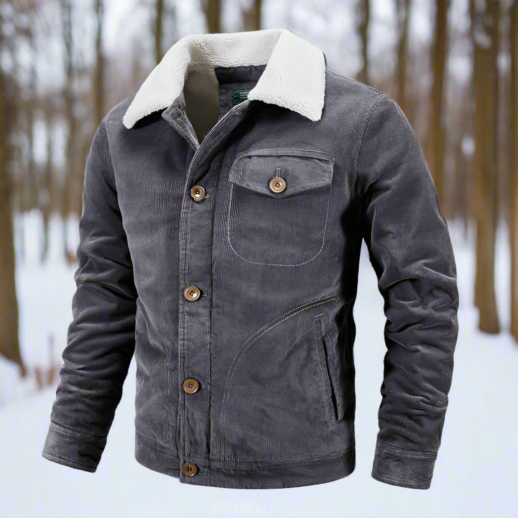 Herren Cord Jacke Fleece Kragen Winterjacke