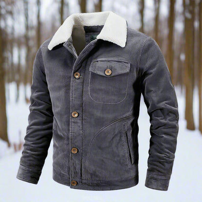 Herren Cord Jacke Fleece Kragen Winterjacke