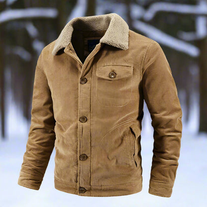 Herren Cord Jacke Fleece Kragen Winterjacke
