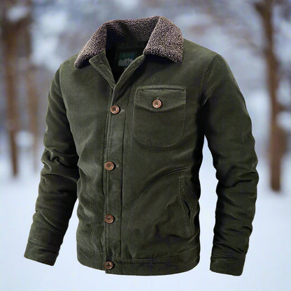 Herren Cord Jacke Fleece Kragen Winterjacke