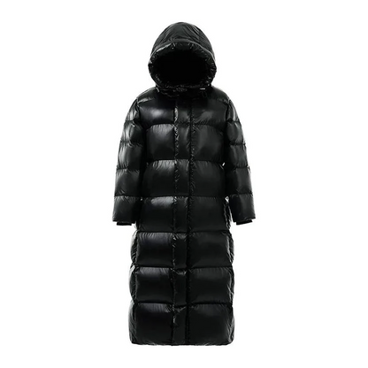 Langer Damenparka Schwarz Winterjacke