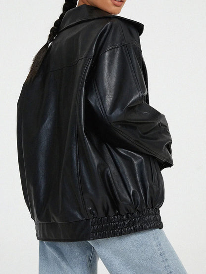 Frauen Lederjacke Streetwear Chic