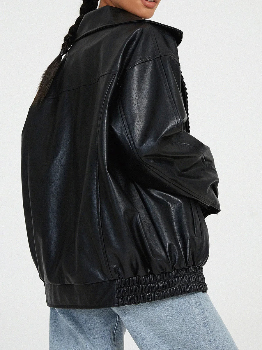 Oversized Bikerjacke Zip Up