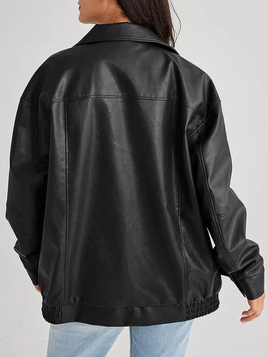 Oversized Bikerjacke Zip Up - IdealeKleiden