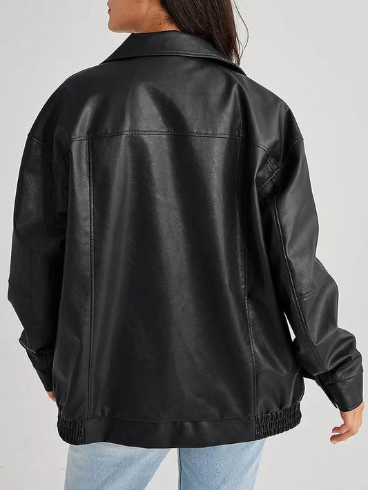 Oversized Bikerjacke Zip Up - IdealeKleiden