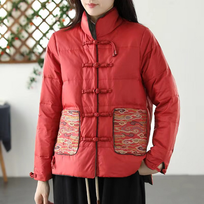 Gepolsterte Winterjacke Lockere Passform Stehkragen