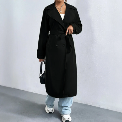 Langer Trenchcoat Damen Elegant Knöpfe