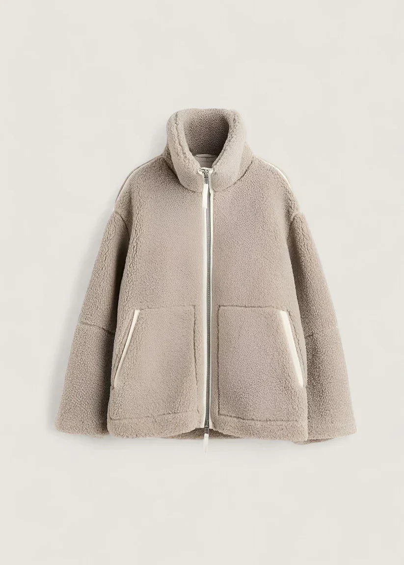 Weiche Fleecejacke Creme Beige