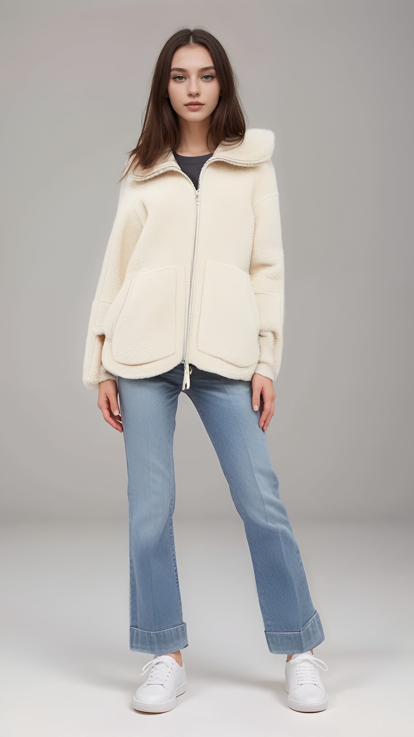 Weiche Fleecejacke Damen Teddyjacke Warm - IdealeKleiden