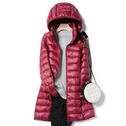 Winterjacke Damen - Gequiltet Warm Kapuzenjacke Mittellang