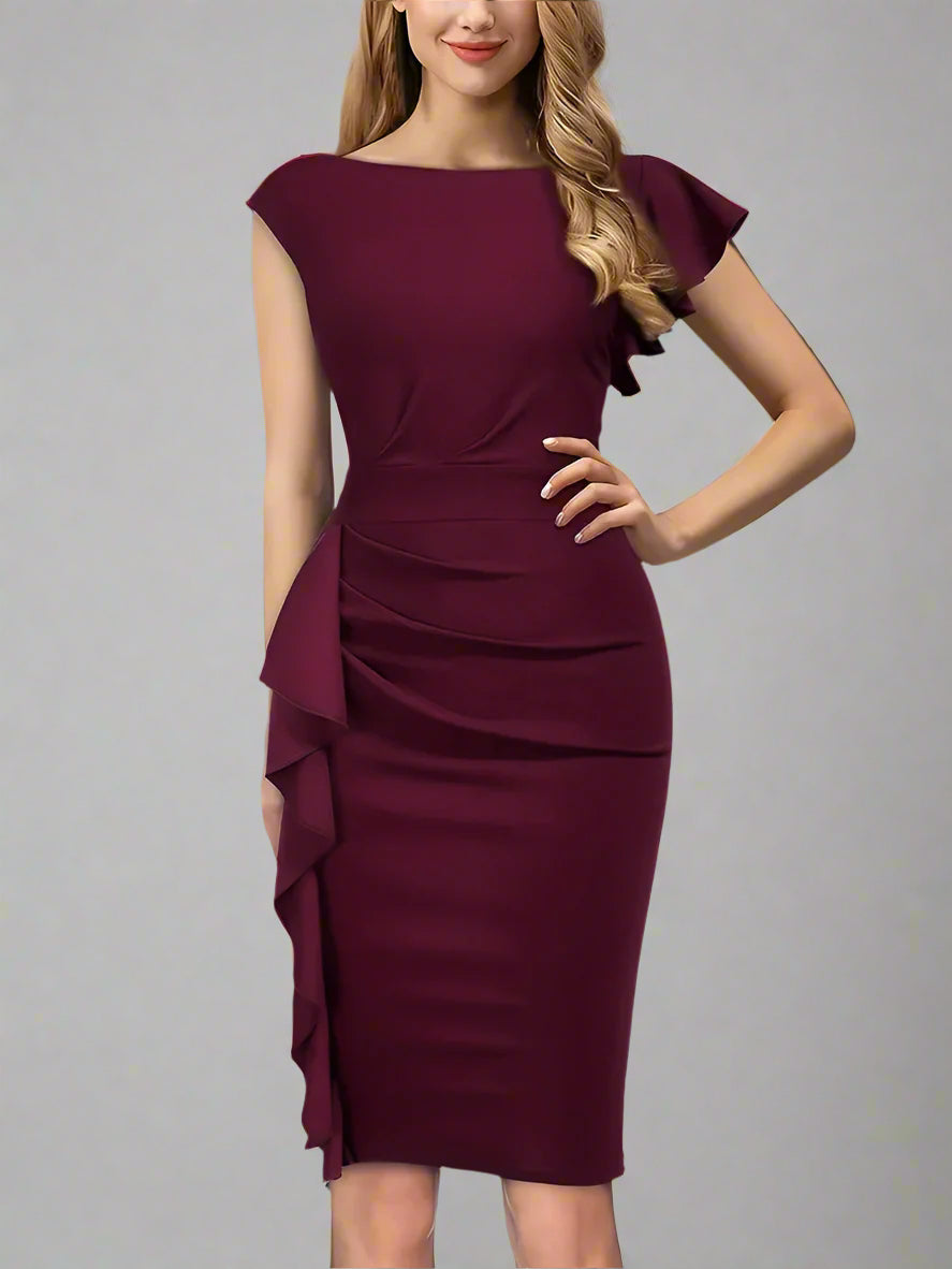 Elegantes Damenkleid Rüschen Cocktailkleid Mit Figur