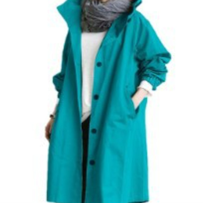 Wasserdichte Damen-Trenchcoat Elegant Schwarz