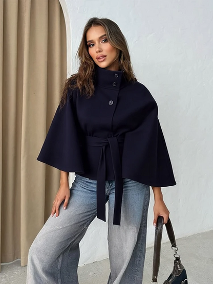 Winter Cape Coat Damen WollmixLockere Passform - IdealeKleiden