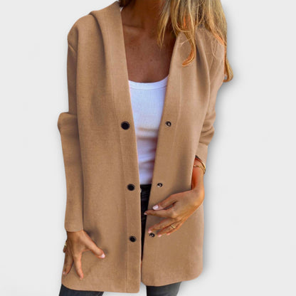 Damen Kapuzenjacke Modern mit Knöpfen