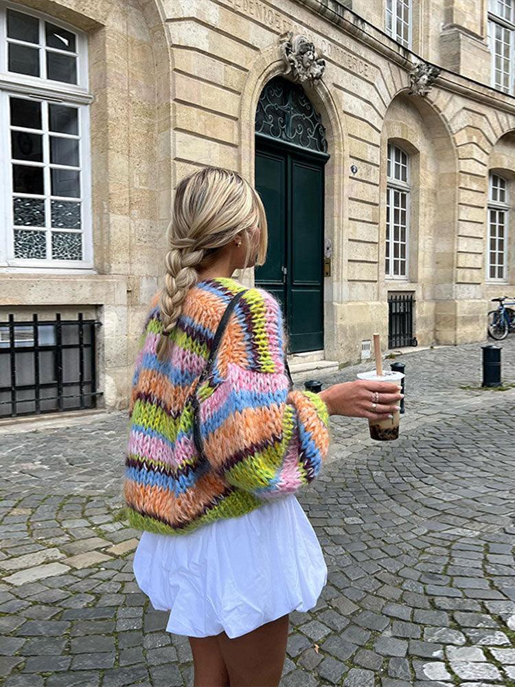 Bunte Strickpullover Damen Mode