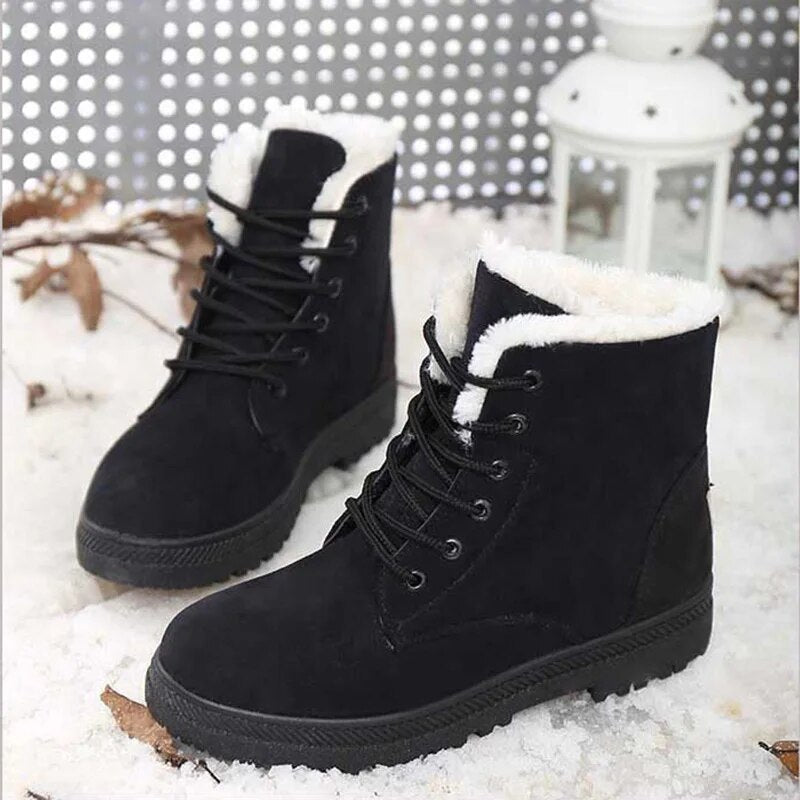 Damenschuhe Mid Calf Stiefel Wildleder Fleece Gefüttert