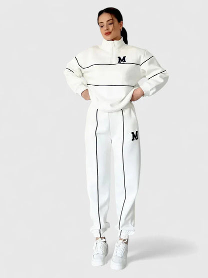 Damen Sportanzug Modern Mit Kontraststreifen