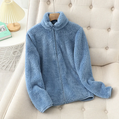 Weiche Fleecejacke Korallenrot Lockere Fit
