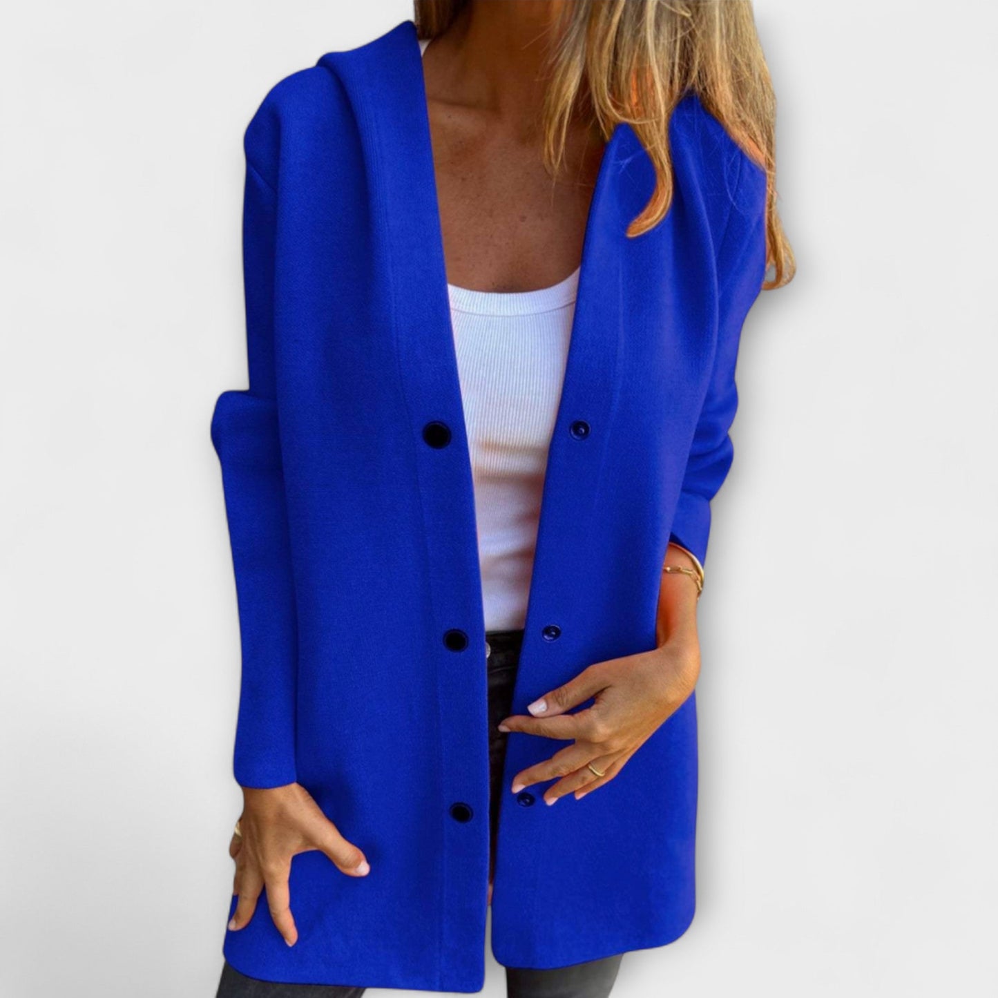 Damen Kapuzenjacke Modern mit Knöpfen