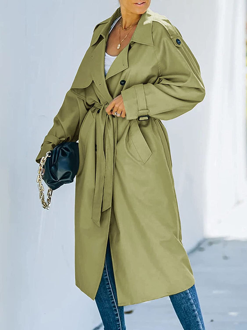 Stylisher Damen Trenchcoat Lang Wintermantel - IdealeKleiden