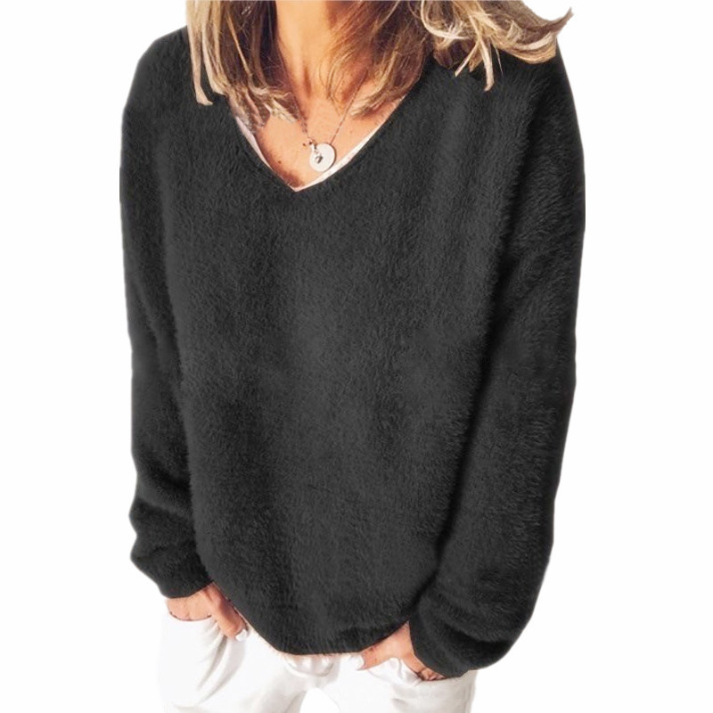 Bequemes Sweatshirt V-Ausschnitt Langarm Casual Look