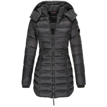 Kapuzenjacke Damen Mittellang Slim Fit