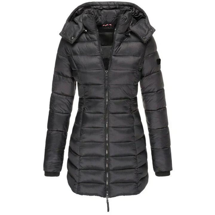 Kapuzenjacke Damen Mittellang Slim Fit