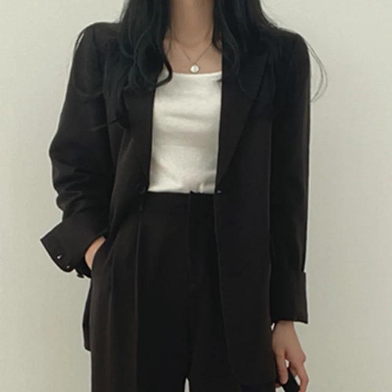 Damen Business Anzug-Set Langblazer Elegant Modern