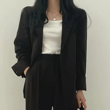 Damen Business Set - Einfarbig Blazer & Gerade Hosen