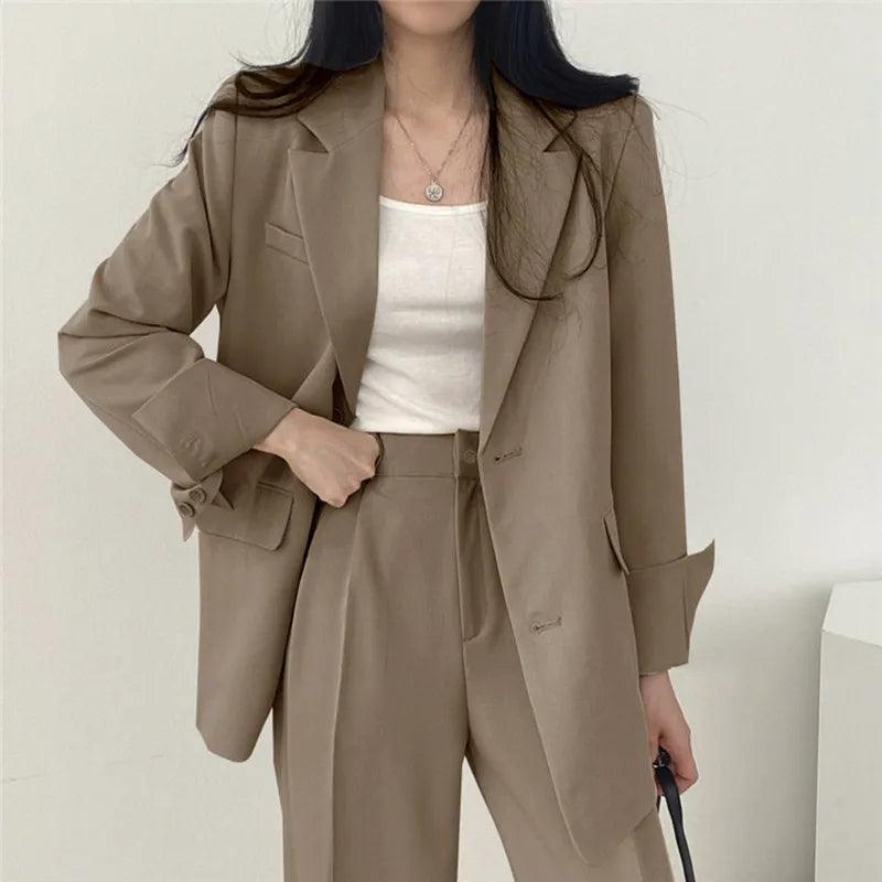 Damen Business Anzug-Set Langblazer Elegant Modern