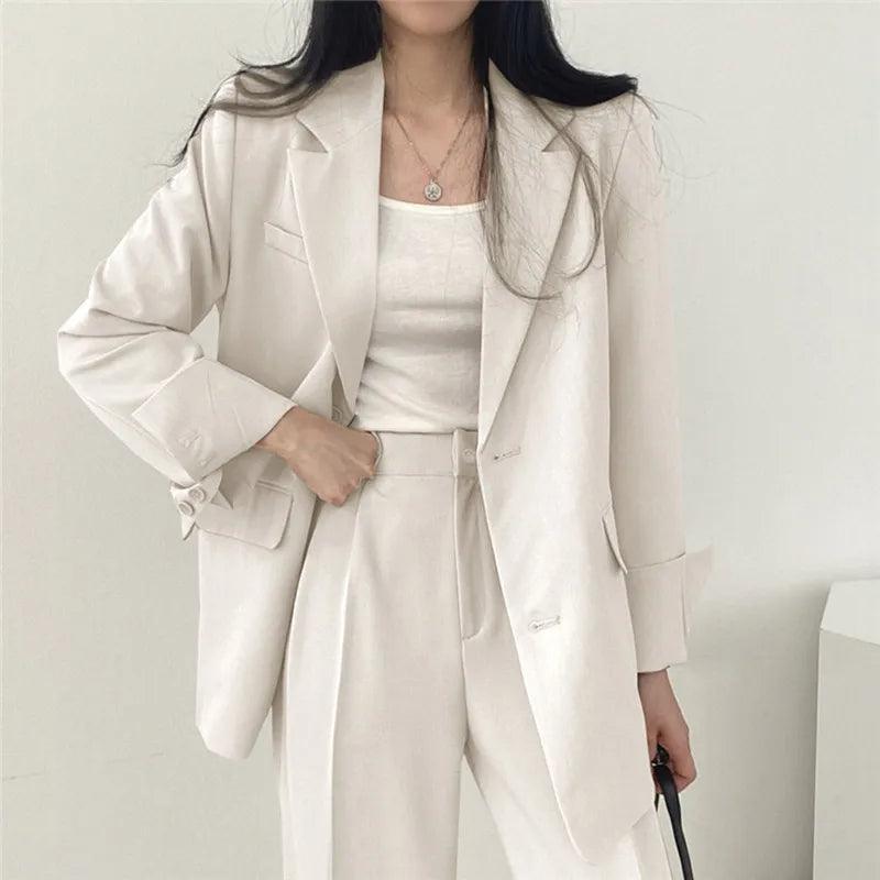 Damen Business Anzug-Set Langblazer Elegant Modern