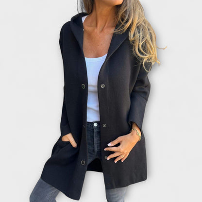 Damen Kapuzenjacke Modern mit Knöpfen