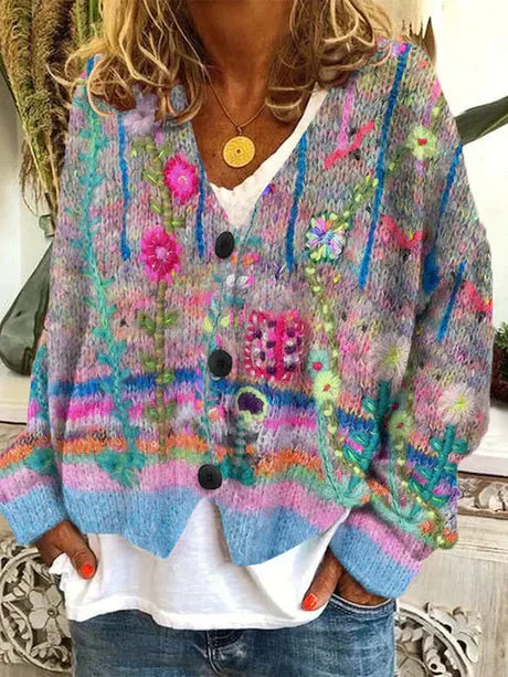 Retro Strickjacke Damen Vintage Look - IdealeKleiden