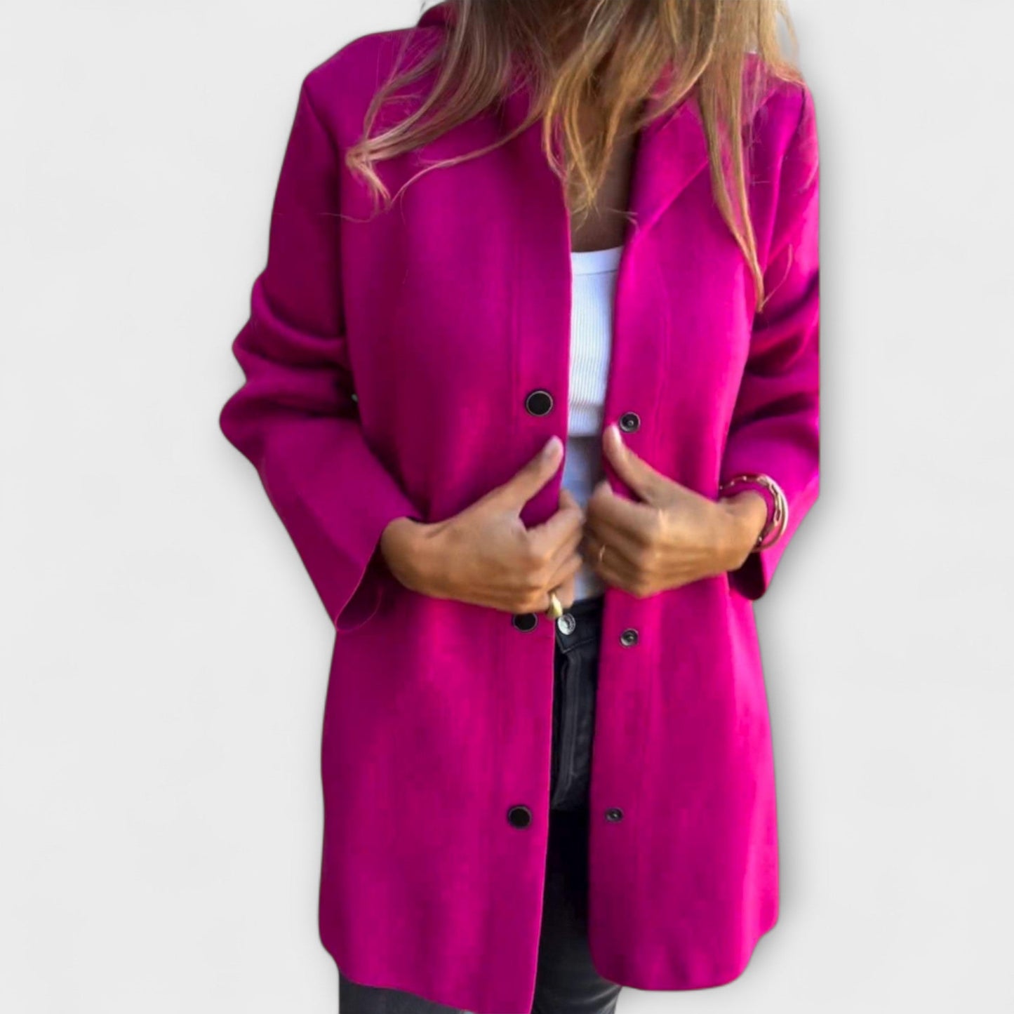 Damen Kapuzenjacke Modern mit Knöpfen