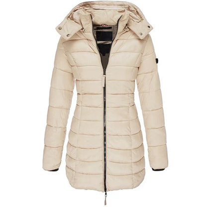 Kapuzenjacke Damen Mittellang Slim Fit