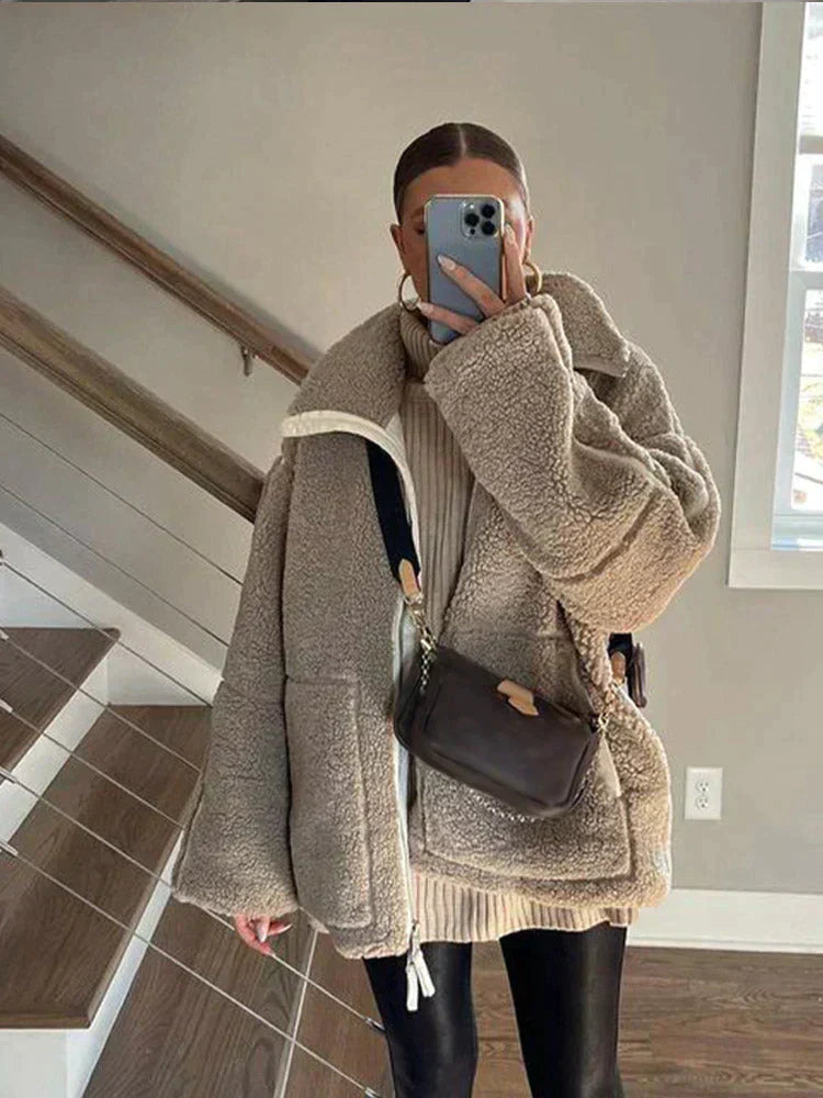 Teddy Mantel Oversize Weich