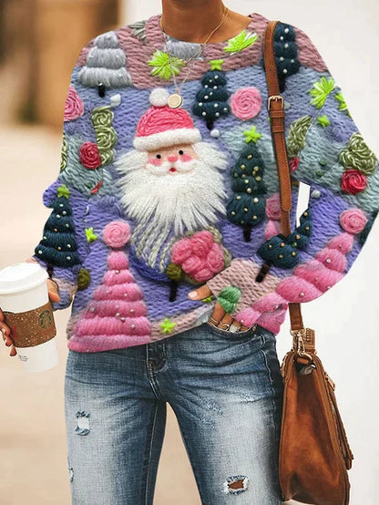 Weihnachtsmann Pullover Rosa Damen Winter - IdealeKleiden
