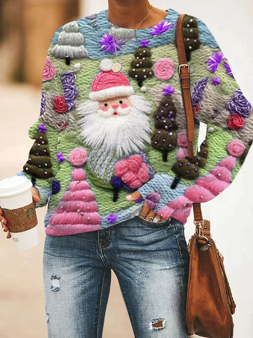 Weihnachtsmann Pullover Rosa Damen Winter