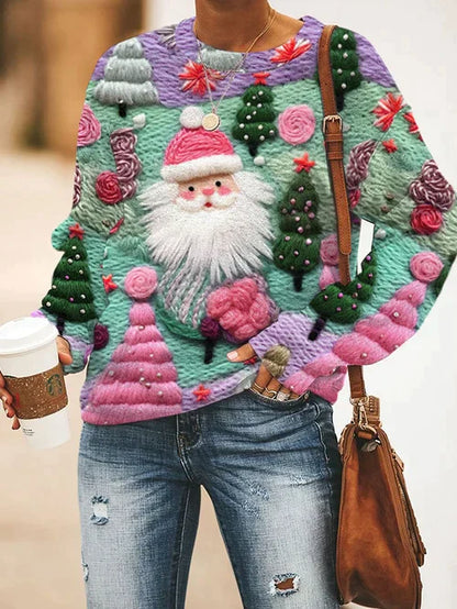 Weihnachtsmann Pullover Rosa Damen Winter