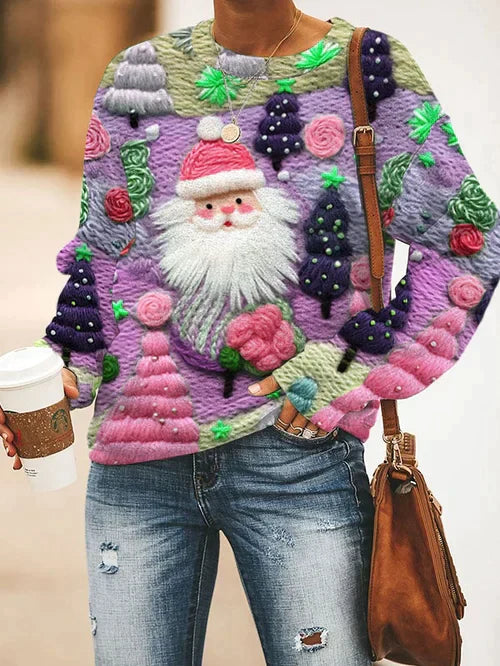 Weihnachtsmann Pullover Rosa Damen Winter