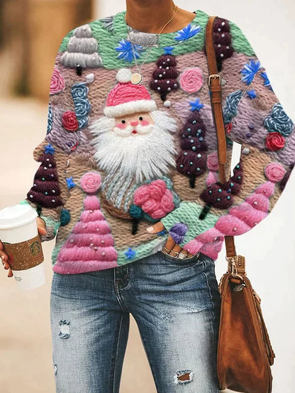 Weihnachtsmann Pullover Rosa Damen Winter