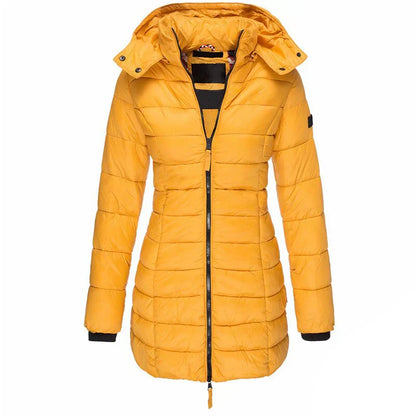 Kapuzenjacke Damen Mittellang Slim Fit