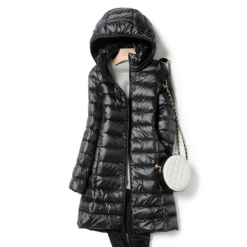 Winterjacke Damen - Gequiltet Warm Kapuzenjacke Mittellang